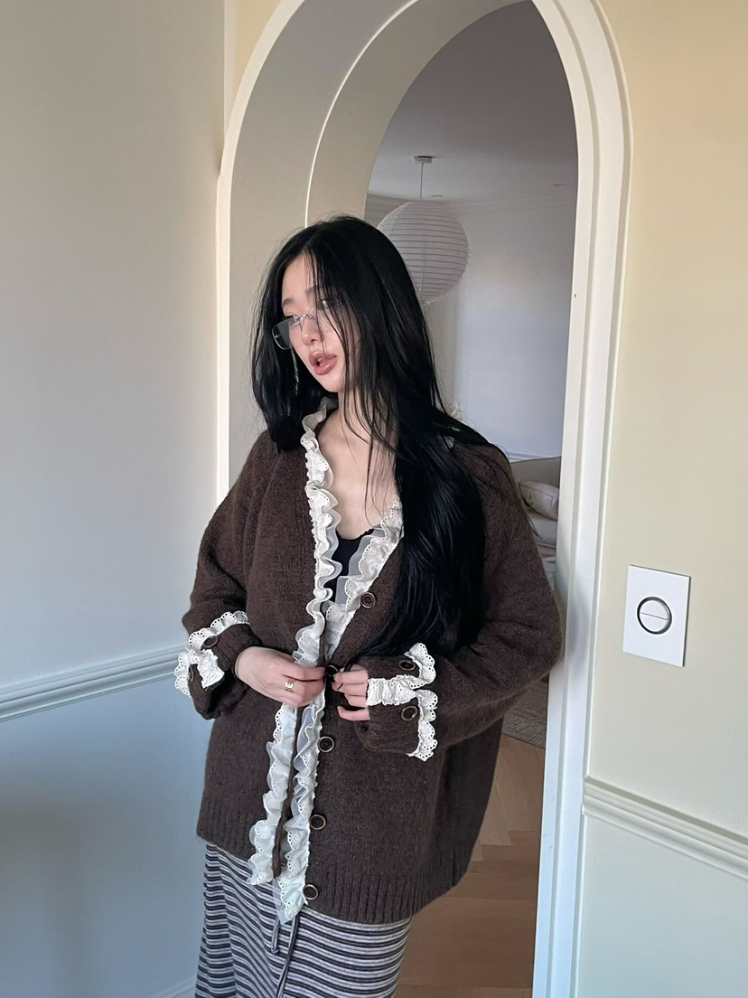 ARANCIA東大門實拍女裝新品休閑熱賣時尚開衫蕾絲開衫紐扣ARANCIA開衫圖色4