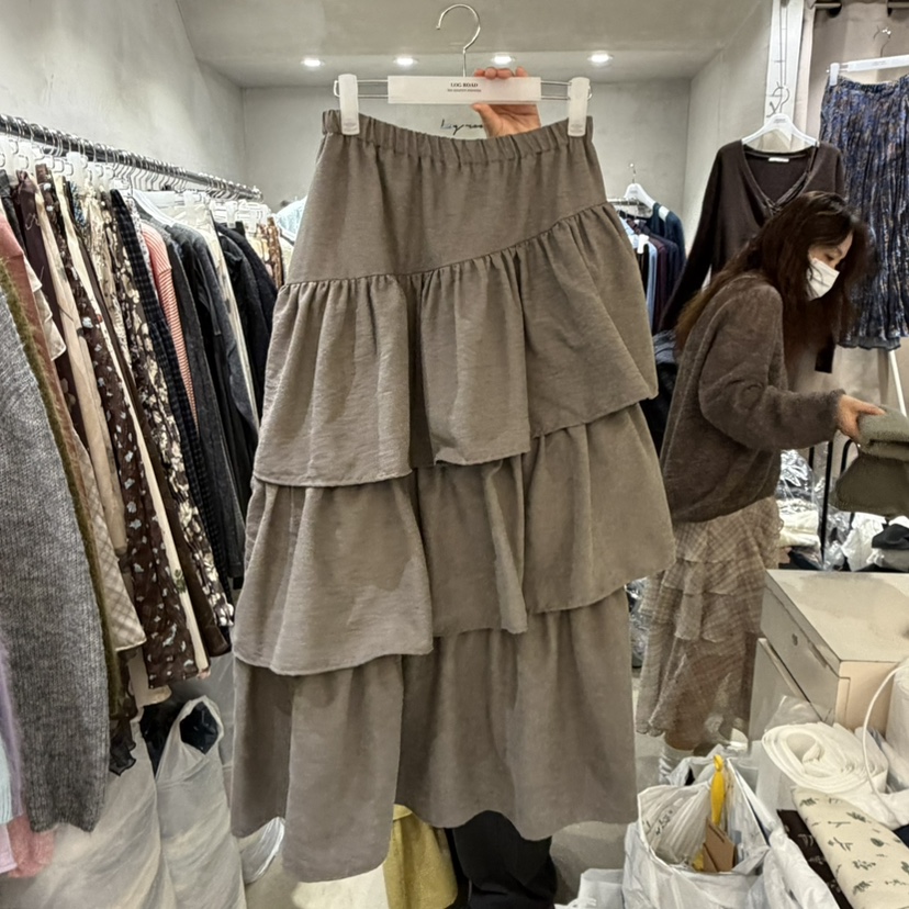 LOGROAD韓國直郵女士新品休閑人氣職業熱賣時尚半身裙中短裙LOG ROAD半身裙/中短裙圖色1灰