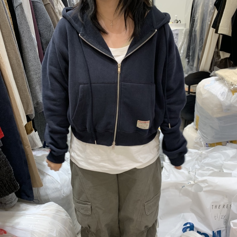 THE REST東大門直郵女裝新品時尚衛衣拉鏈連帽衫加絨磨毛雙面THE REST/UNNOEUD衛衣圖色2