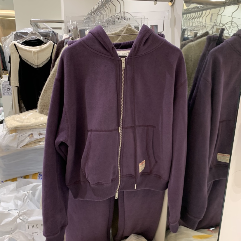 THE REST東大門直郵女裝新品時尚衛衣拉鏈連帽衫加絨磨毛雙面THE REST/UNNOEUD衛衣圖色3
