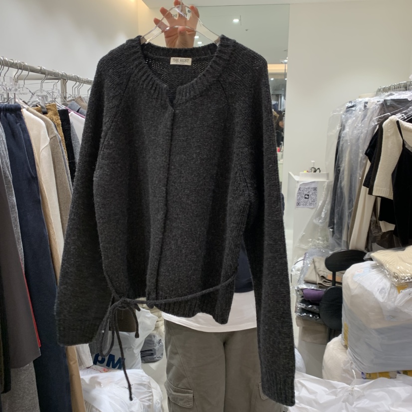 THE REST韓國代購女裝新品職業人氣時尚休閑推薦開衫含腰繩THE REST/UNNOEUD開衫圖色2