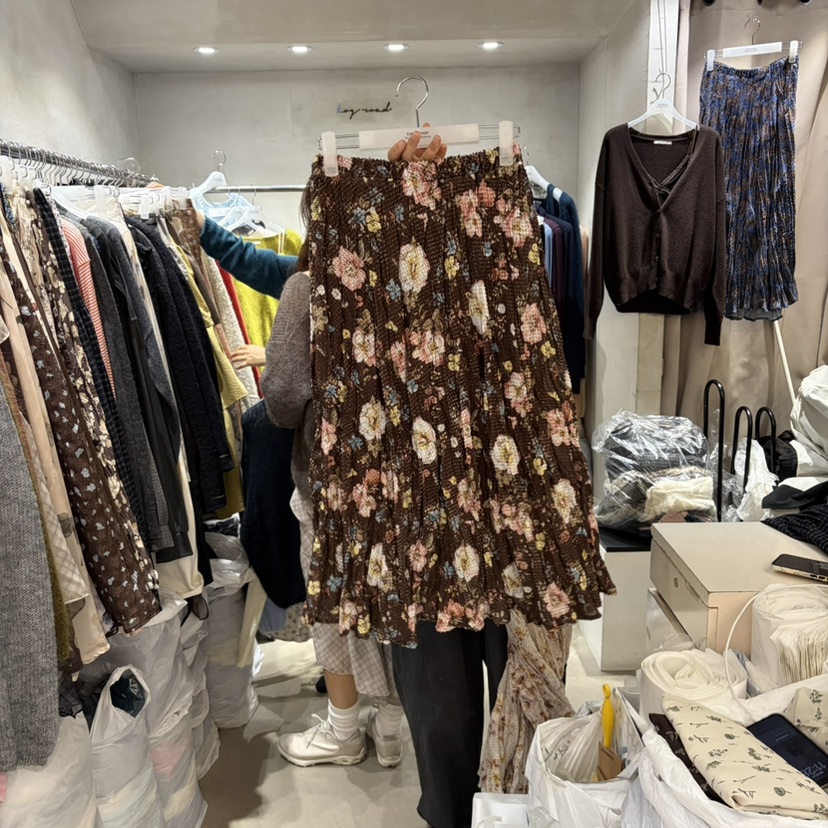 LOGROAD東大門實拍女裝新品休閑推薦時尚半身裙中短裙皺紋LOG ROAD半身裙/中短裙圖色1