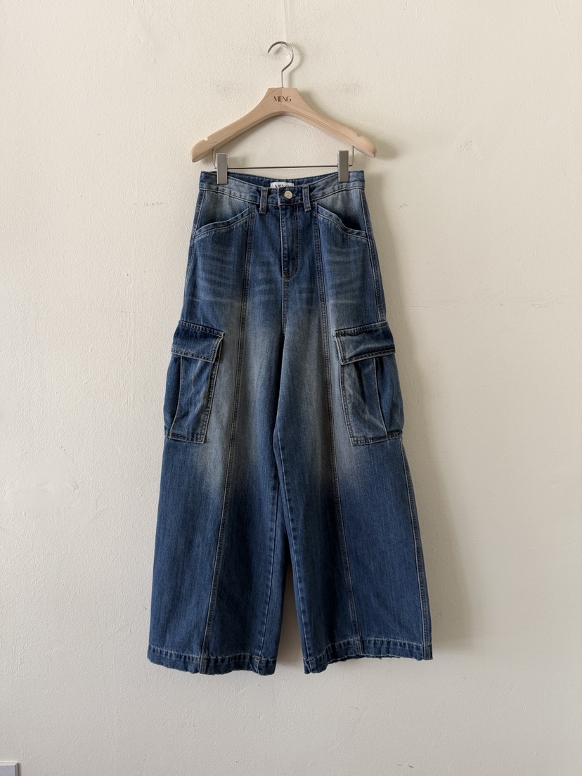 MENG/MING東大門直郵女裝新品熱賣推薦真品牛仔褲闊腿褲MENG/MING牛仔褲圖色1