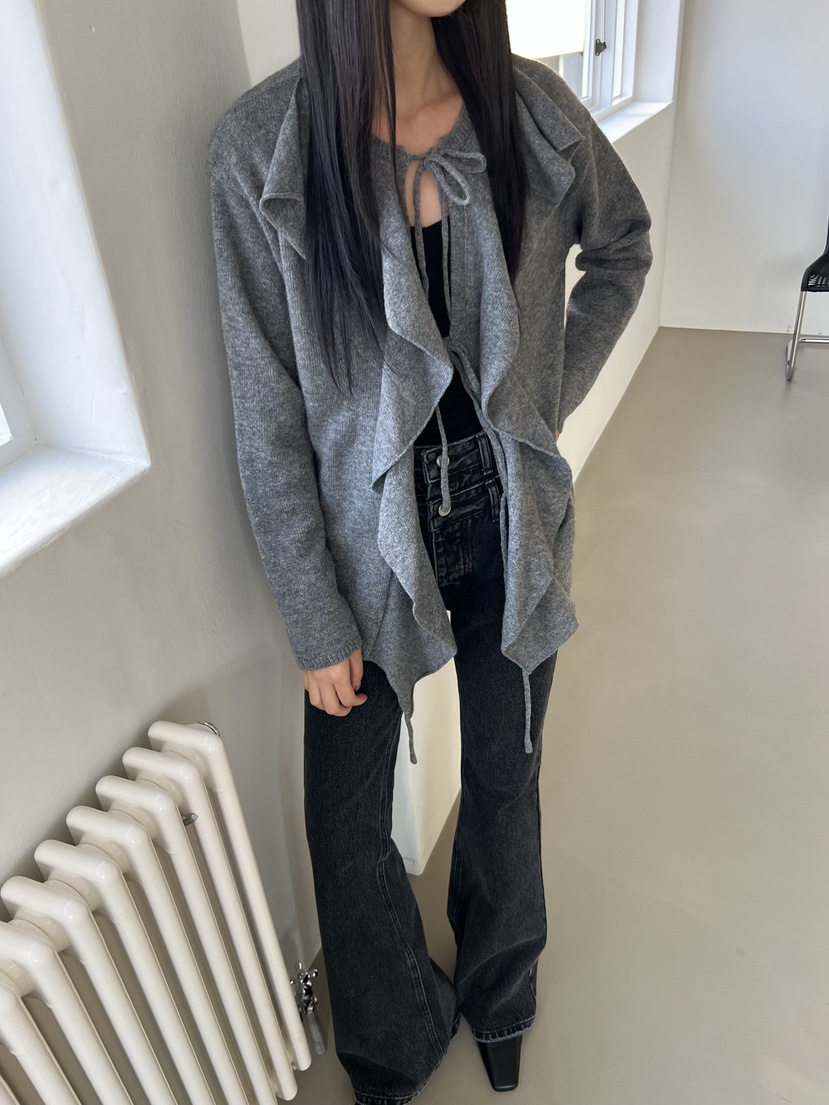 STAGE東大門實拍女裝新款時尚推薦休閑人氣熱賣開衫荷葉邊STAGE開衫