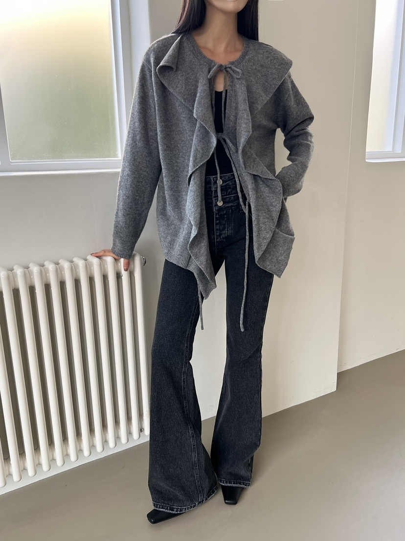 STAGE東大門實拍女裝新款時尚推薦休閑人氣熱賣開衫荷葉邊STAGE開衫