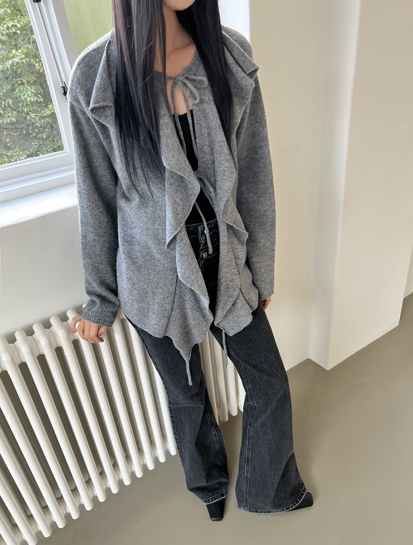 STAGE東大門實拍女裝新款時尚推薦休閑人氣熱賣開衫荷葉邊STAGE開衫