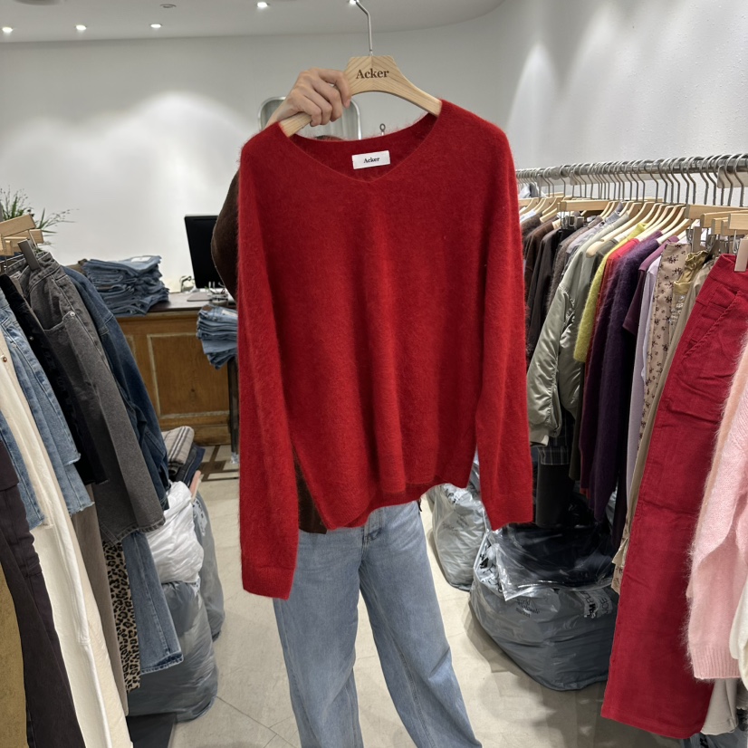 ACKER東大門直郵女裝新品休閑時尚熱賣推薦人氣毛衣V領羊絨Acker毛衣圖色4