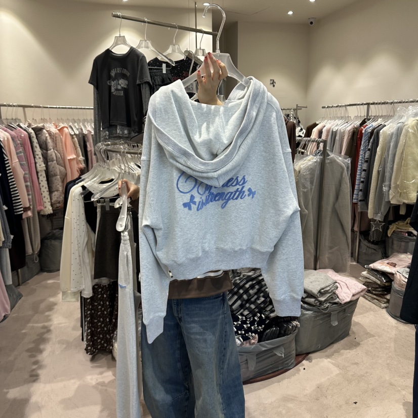 MIMME/LOOKK東大門直郵女裝新款休閑套裝連帽衫字母絲帶MIMME/LOOKK套裝