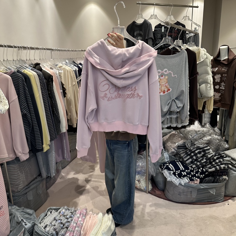 MIMME/LOOKK東大門直郵女裝新款休閑套裝連帽衫字母絲帶MIMME/LOOKK套裝