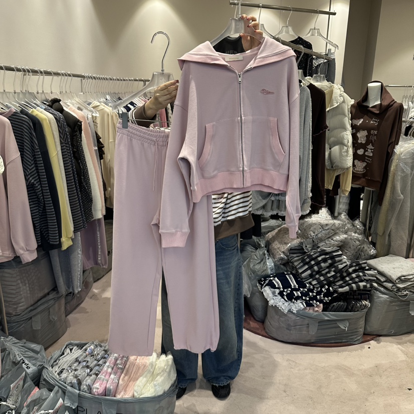 MIMME/LOOKK東大門直郵女裝新款休閑套裝連帽衫字母絲帶MIMME/LOOKK套裝圖色1
