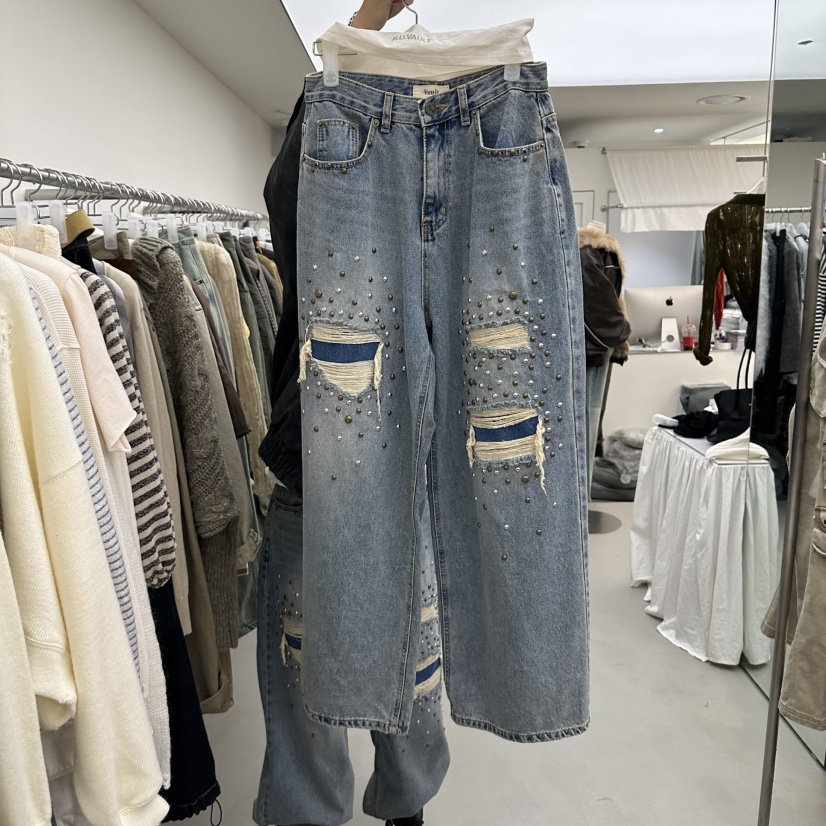 R U VAULT東大門代購女士新品時尚人氣真品熱賣休閑牛仔褲R U VAULT牛仔褲圖色1