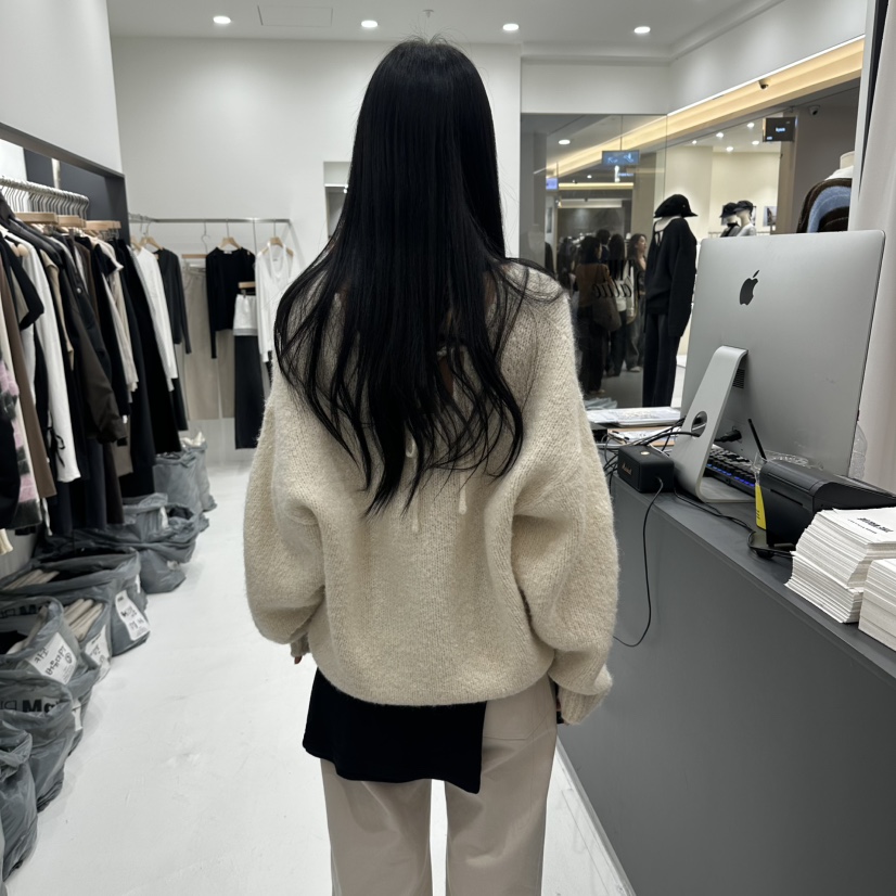 THE VALUE東大門直郵女裝新品熱賣推薦時尚休閑毛衣V領絲帶THE VALUE毛衣