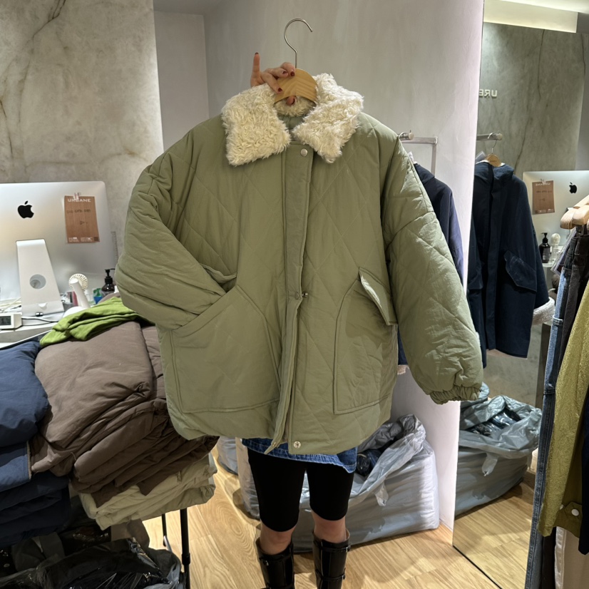 URBANE-P東大門實拍女裝新品時尚推薦人氣休閑短款棉服絎縫URBANE-P短款棉服圖色2