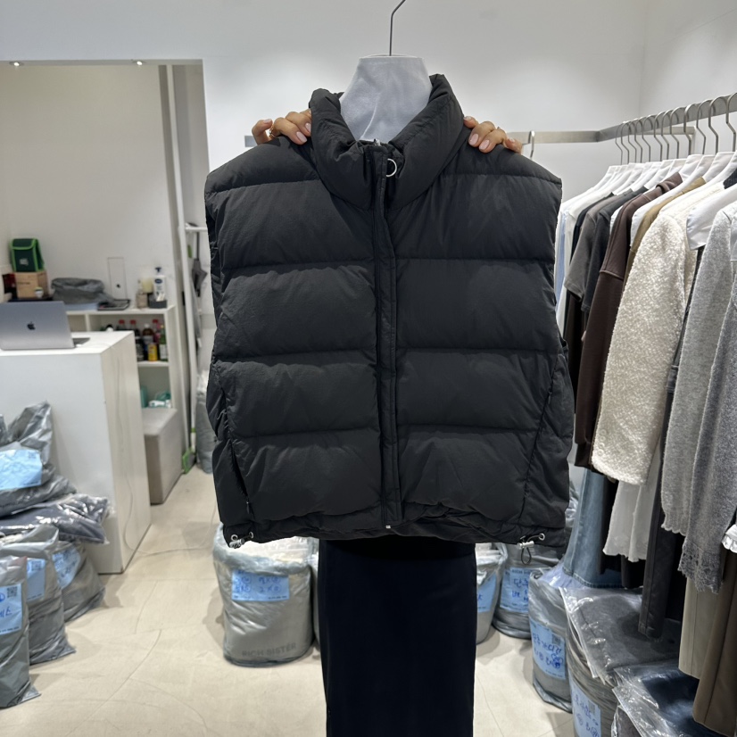 RICH SISTER韓國代購女士新款休閑推薦真品馬甲兩面穿鴨絨RICH SISTER馬甲圖色3深灰色