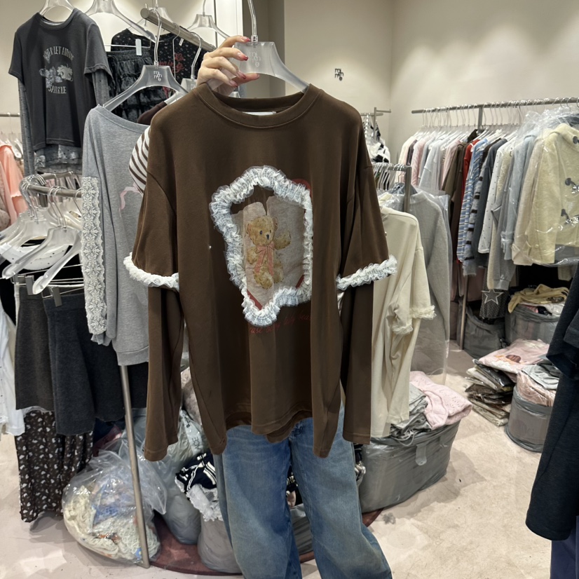 MIMME/LOOKK韓國直郵女士新品時尚熱賣休閑人氣長袖T恤絲帶MIMME/LOOKK長袖T恤圖色2
