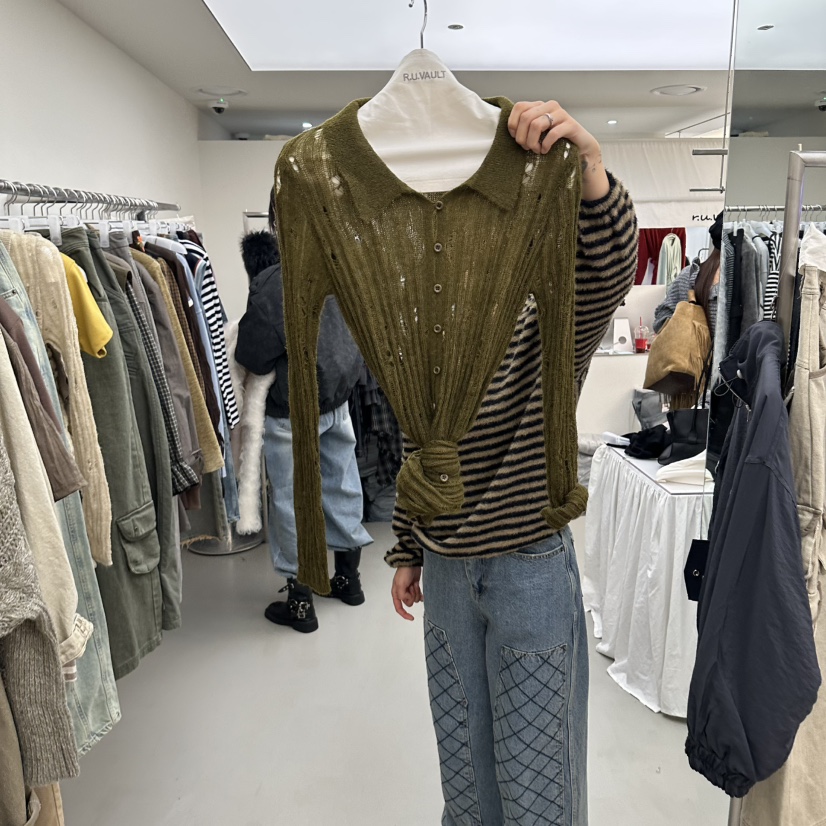 R U VAULT東大門實拍女士新品熱賣真品推薦人氣針織衫復古R U VAULT針織衫圖色3