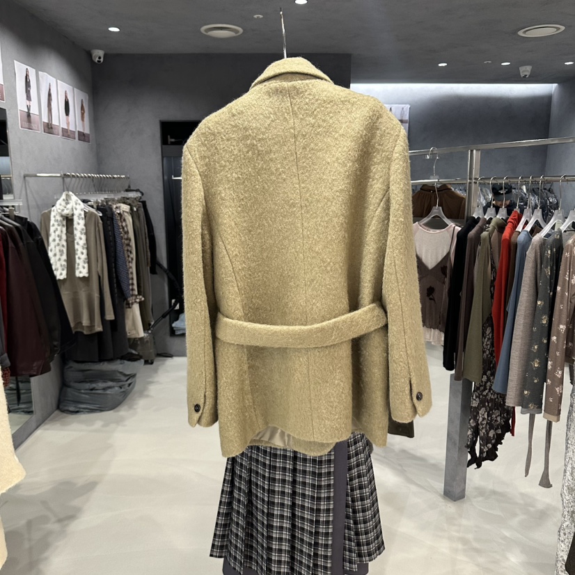 LIMERENCE韓國直郵女士新款人氣休閑熱賣推薦夾克含腰帶羊駝LIMERENCE夾克