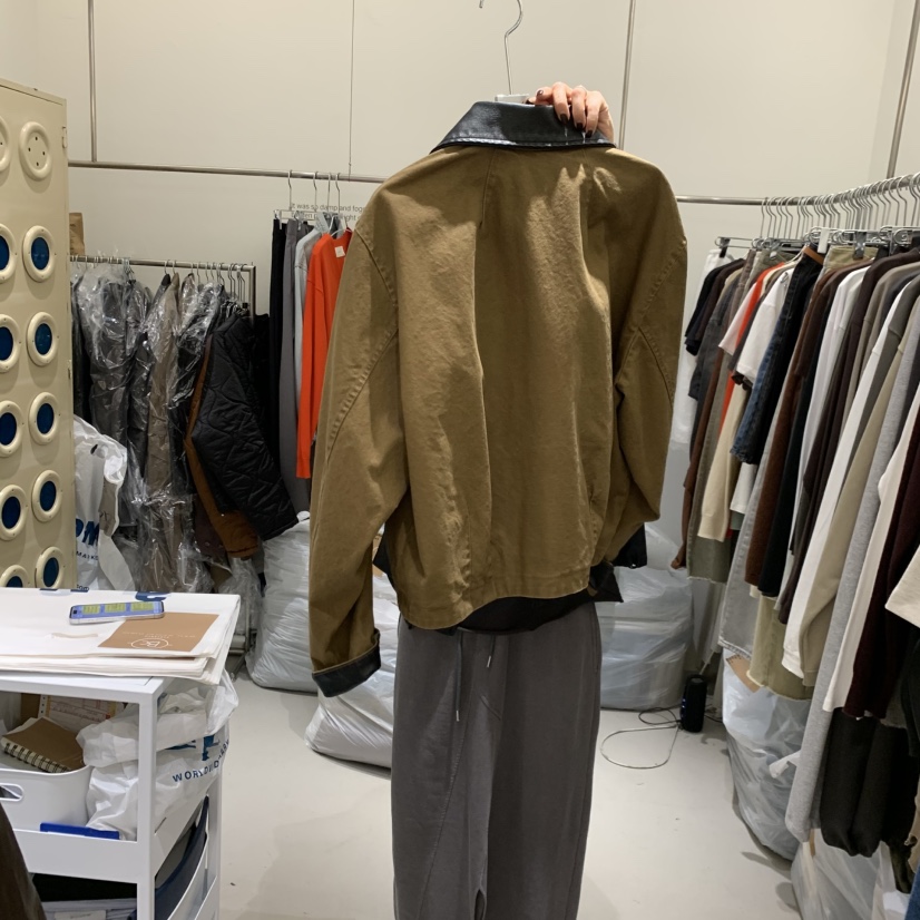 BANY ANCO韓國直郵女裝新款休閑熱賣真品夾克工裝皮革撞色BANY ANCO夾克