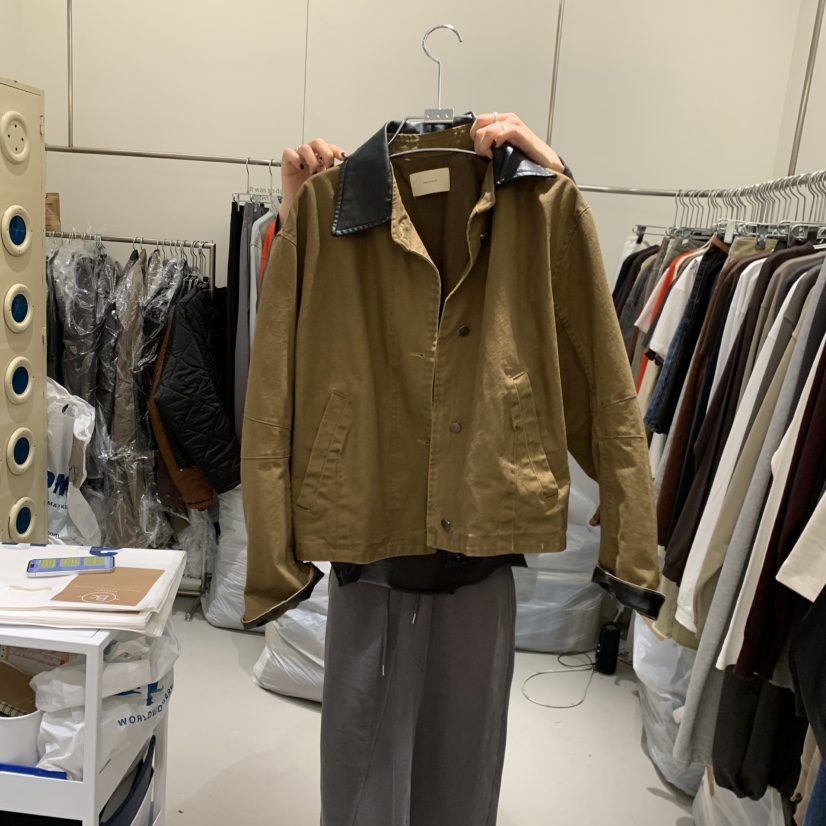 BANY ANCO韓國直郵女裝新款休閑熱賣真品夾克工裝皮革撞色BANY ANCO夾克圖色1