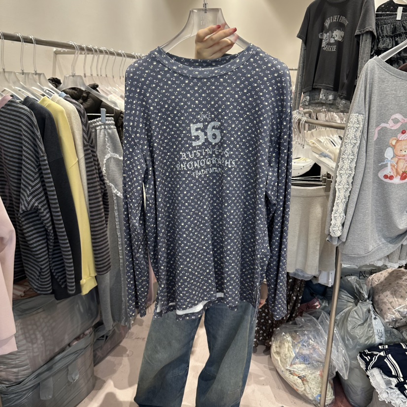 MIMME/LOOKK東大門代購女裝新品休閑推薦時尚熱賣長袖T恤MIMME/LOOKK長袖T恤圖色2藍色