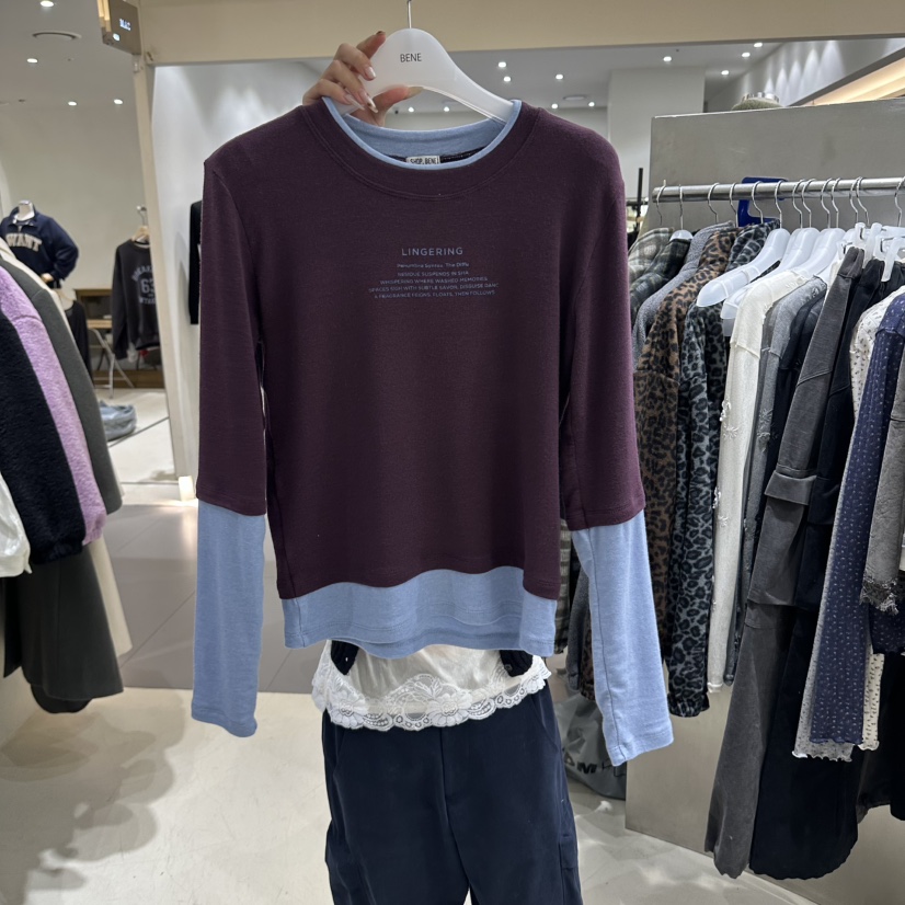 BENE韓國代購女裝新款推薦休閑時尚熱賣長袖T恤不含圍巾羊絨SHOP BENE_Bene長袖T恤圖色3紫色