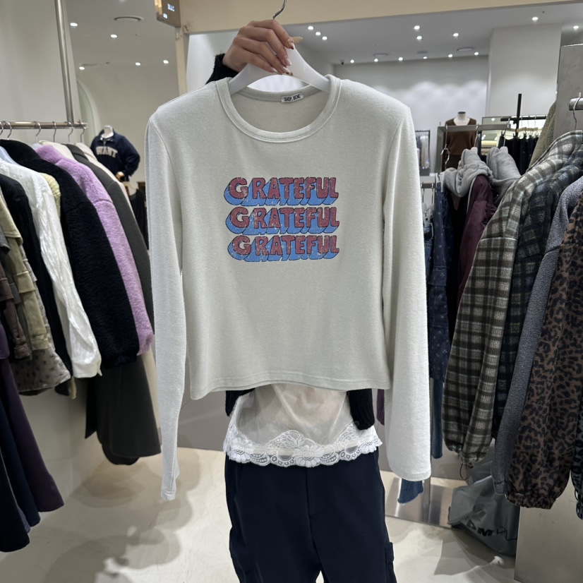 BENE韓國直郵女士新款時尚推薦人氣熱賣休閑真品長袖T恤SHOP BENE_Bene長袖T恤圖色2淺灰色