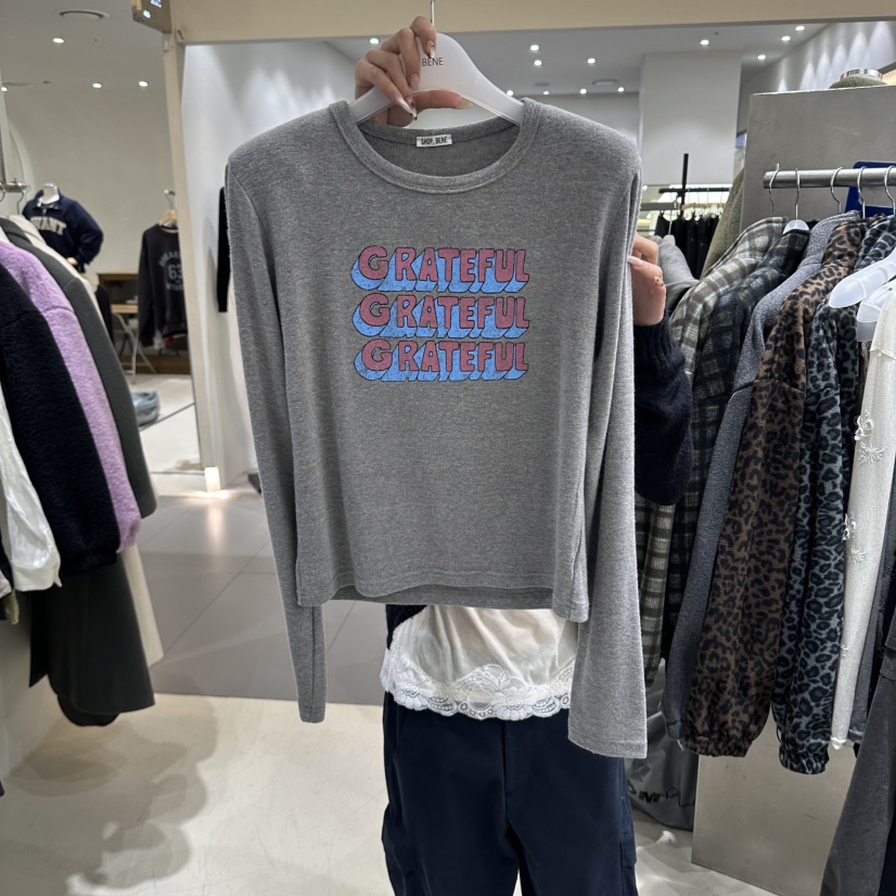 BENE韓國直郵女士新款時尚推薦人氣熱賣休閑真品長袖T恤SHOP BENE_Bene長袖T恤圖色3灰色
