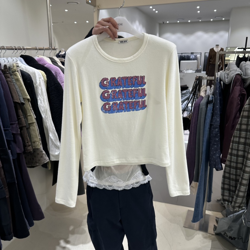 BENE韓國直郵女士新款時尚推薦人氣熱賣休閑真品長袖T恤SHOP BENE_Bene長袖T恤圖色4米白色
