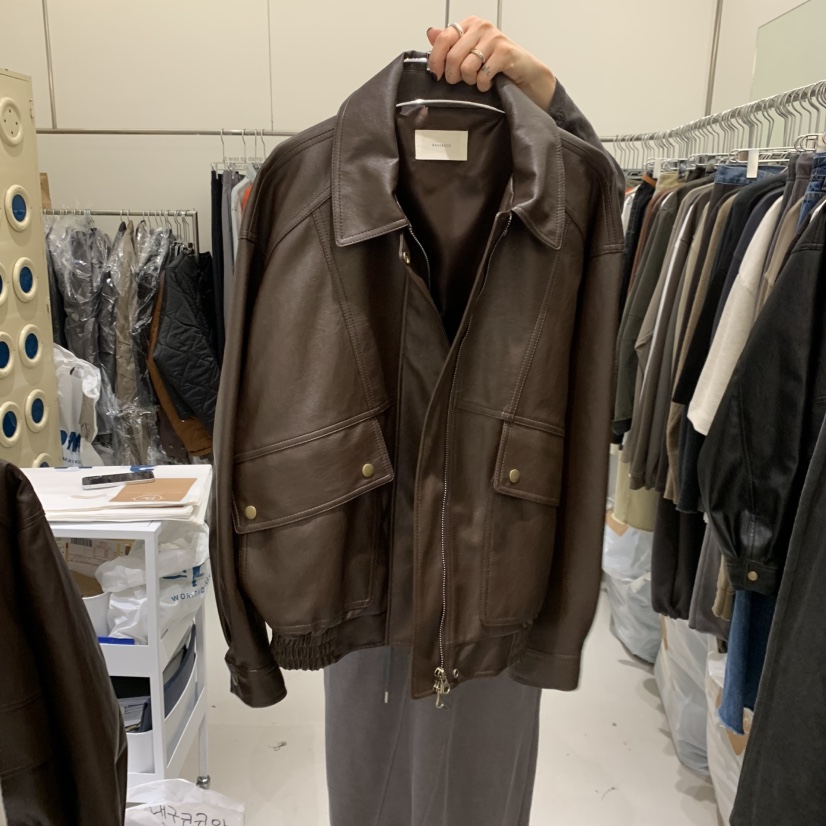 BANY ANCO韓國直郵女士新品時尚人氣真品推薦休閑皮衣皮革BANY ANCO皮衣圖色1棕色