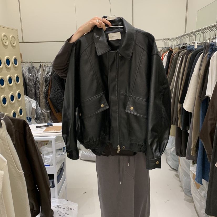 BANY ANCO韓國直郵女士新品時尚人氣真品推薦休閑皮衣皮革BANY ANCO皮衣圖色2黑