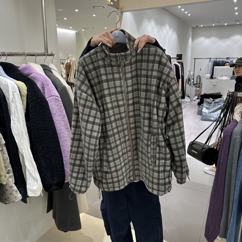 BENE韓國代購女士新品時尚推薦熱賣真品休閑人氣夾克格子絨SHOP BENE_Bene夾克圖色3棕色