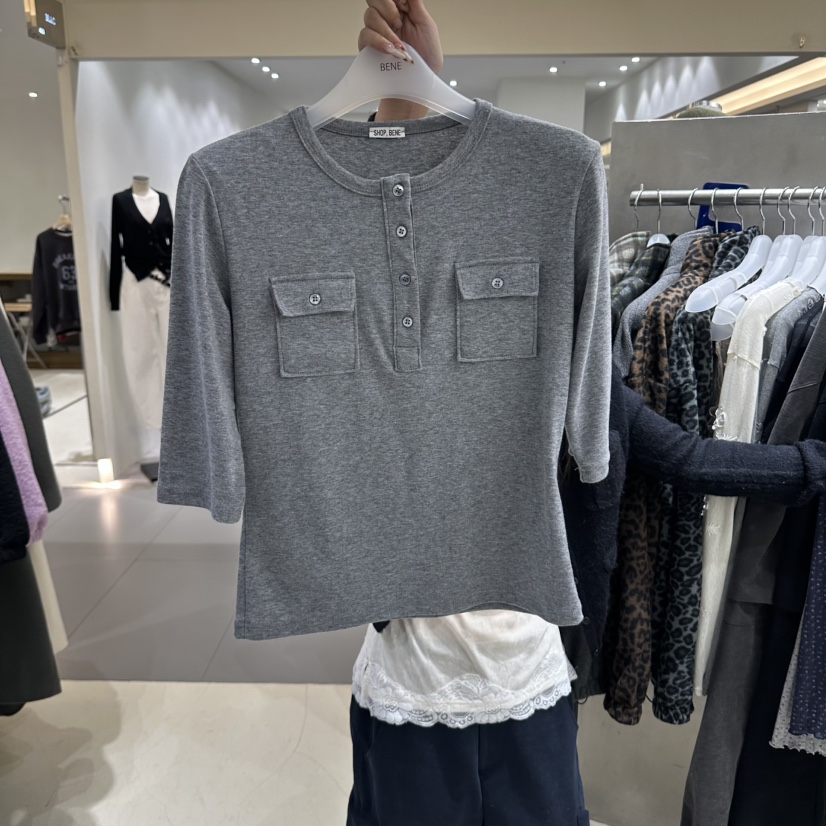 BENE韓國代購女士新品推薦人氣熱賣真品時尚休閑T恤褶邊SHOP BENE_BeneT恤圖色2