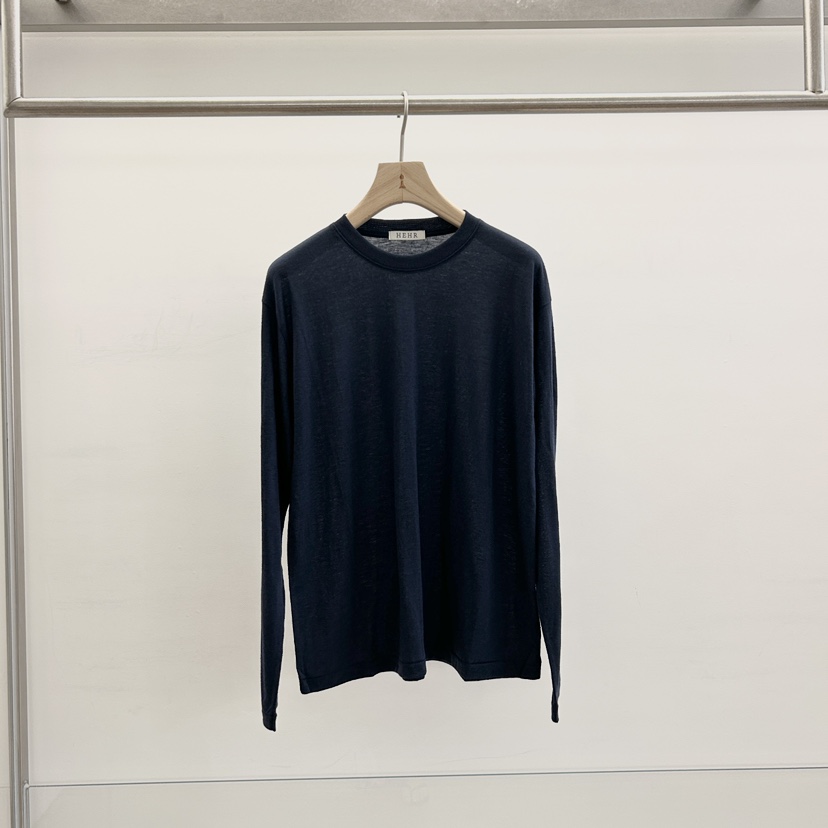 HEHR韓國直郵女裝新品真品人氣休閑推薦熱賣時尚長袖T恤圓領hehr-AUTOMNE長袖T恤圖色6深藍