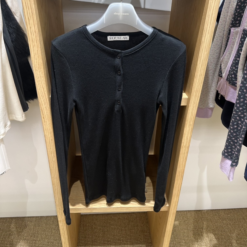 WE ARE/WELOVER韓國代購女士新品人氣時尚休閑熱賣長袖T恤SHOP_WE ARE長袖T恤圖色2黑色