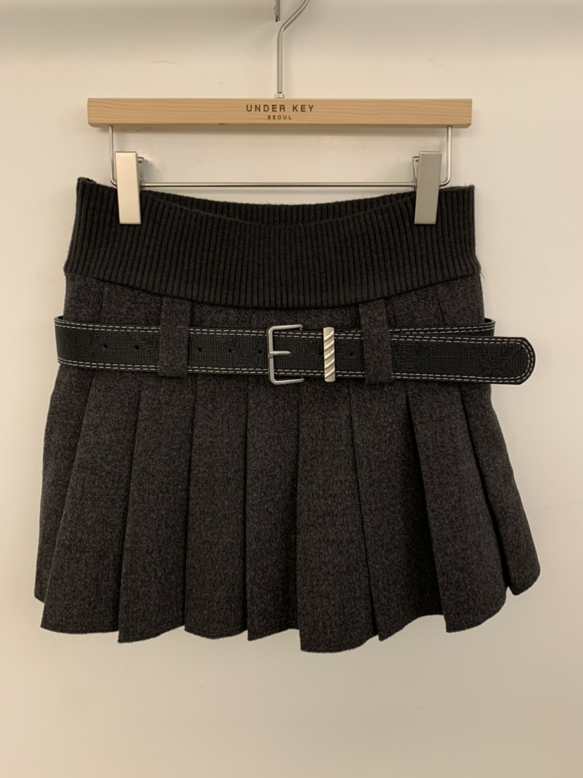 UNDER KEY東大門實拍女士新品真品人氣時尚短裙含腰帶褶裥UNDER KEY短裙圖色2