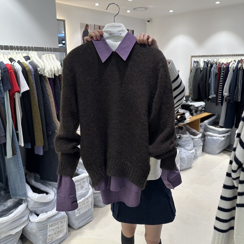 HELVETICA PLUS韓國代購女士新品熱賣真品人氣時尚休閑毛衣HELVETICA毛衣圖色3棕色