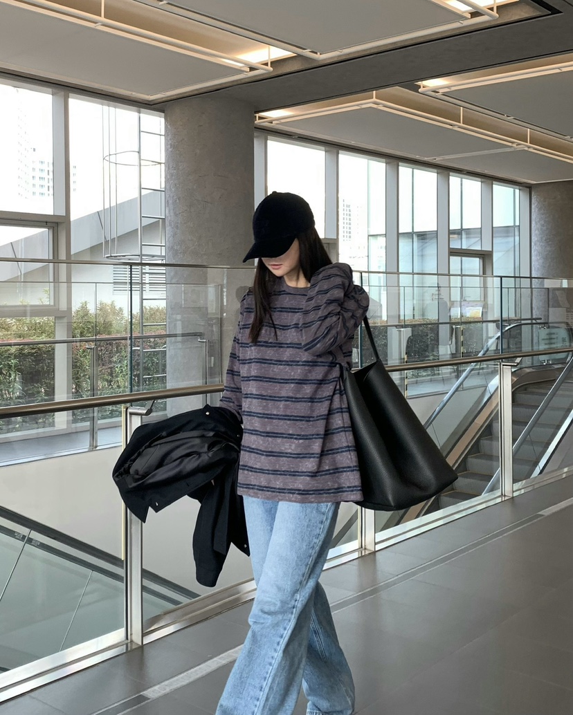 空東大門實拍女裝新品熱賣休閑推薦時尚真品人氣長袖T恤COURGETTE長袖T恤圖色2