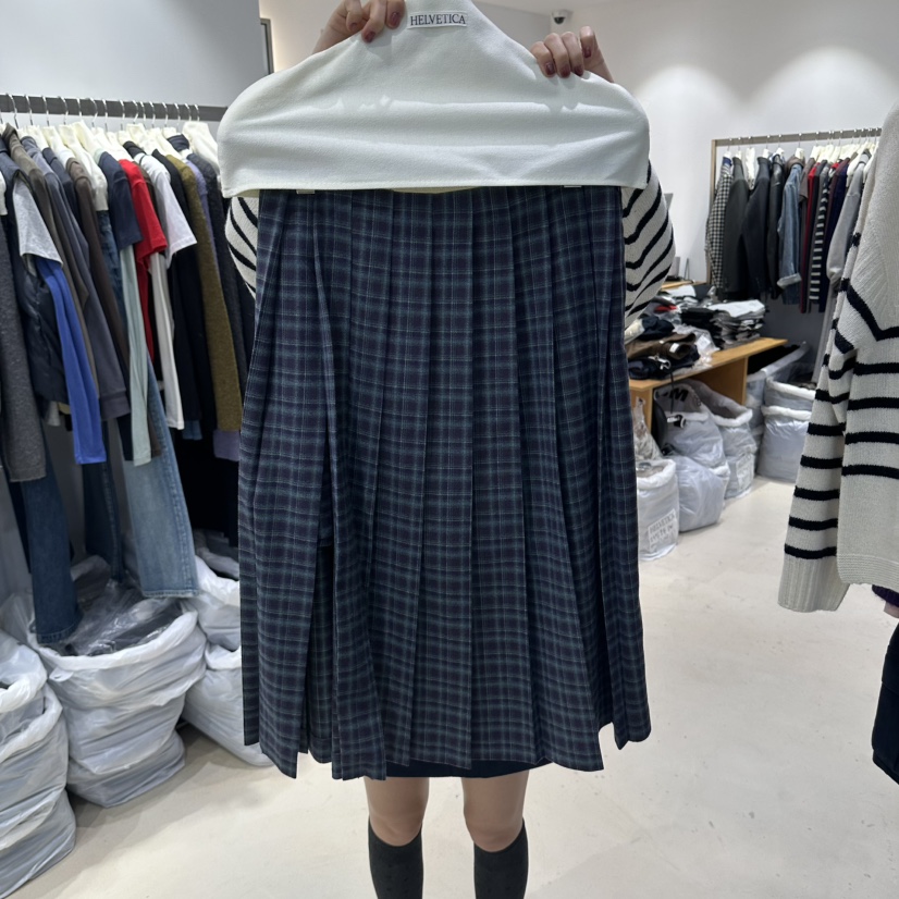 HELVETICA PLUS東大門直郵女士新品休閑半身裙中短裙褶皺HELVETICA半身裙/中短裙圖色2藍色