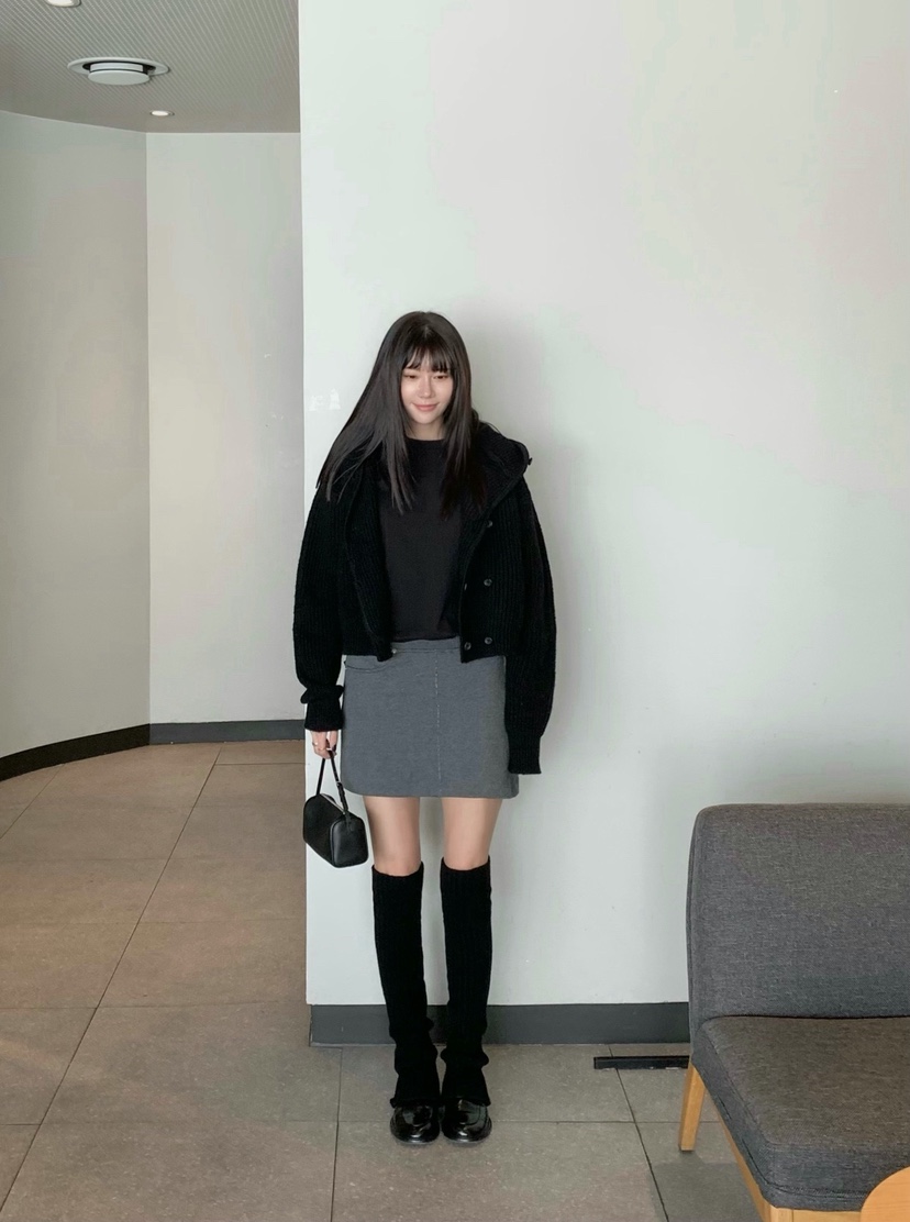 空韓國直郵女裝新款休閑推薦人氣時尚真品熱賣毛衣雙層連帽COURGETTE毛衣