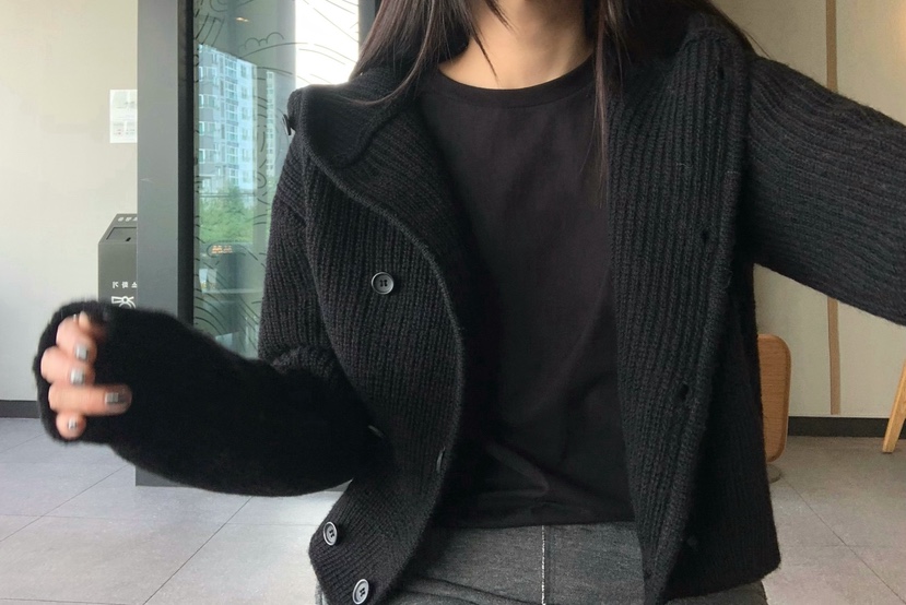 空韓國直郵女裝新款休閑推薦人氣時尚真品熱賣毛衣雙層連帽COURGETTE毛衣