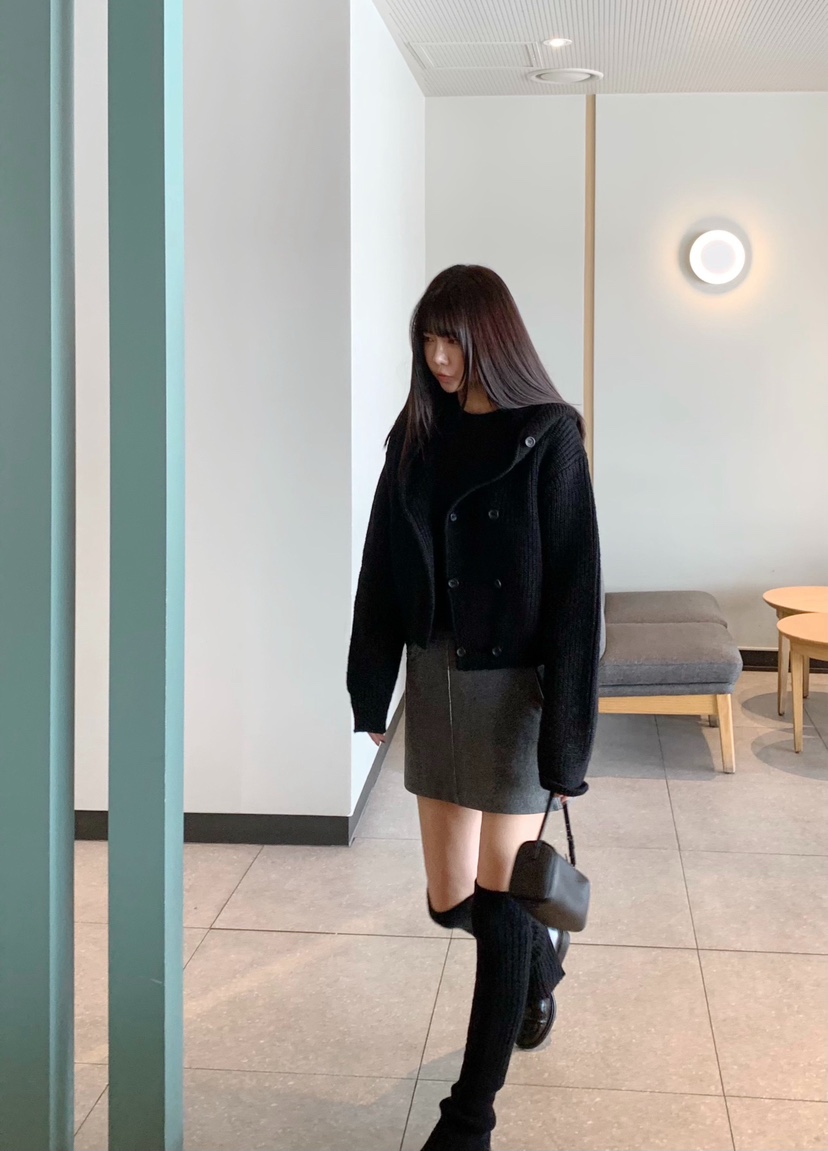 空韓國直郵女裝新款休閑推薦人氣時尚真品熱賣毛衣雙層連帽COURGETTE毛衣圖色2