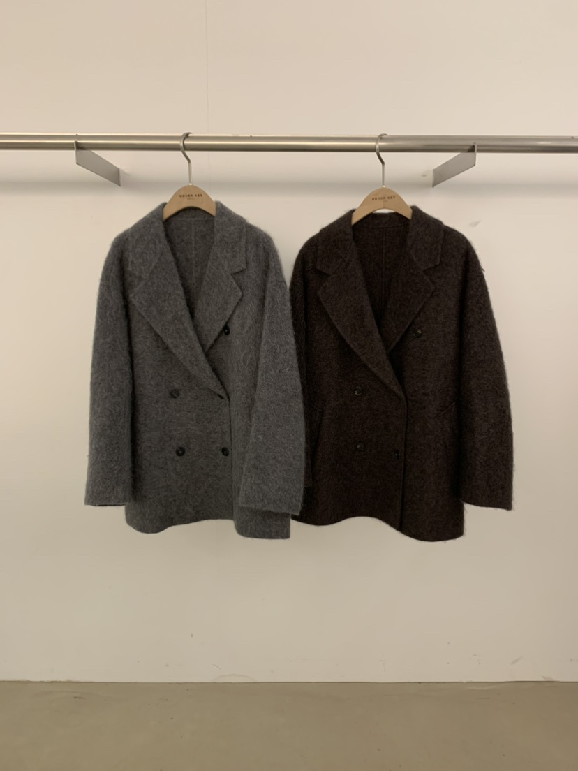 UNDER KEY東大門直郵女裝新品休閑真品短款大衣羊絨絲綢UNDER KEY短款大衣