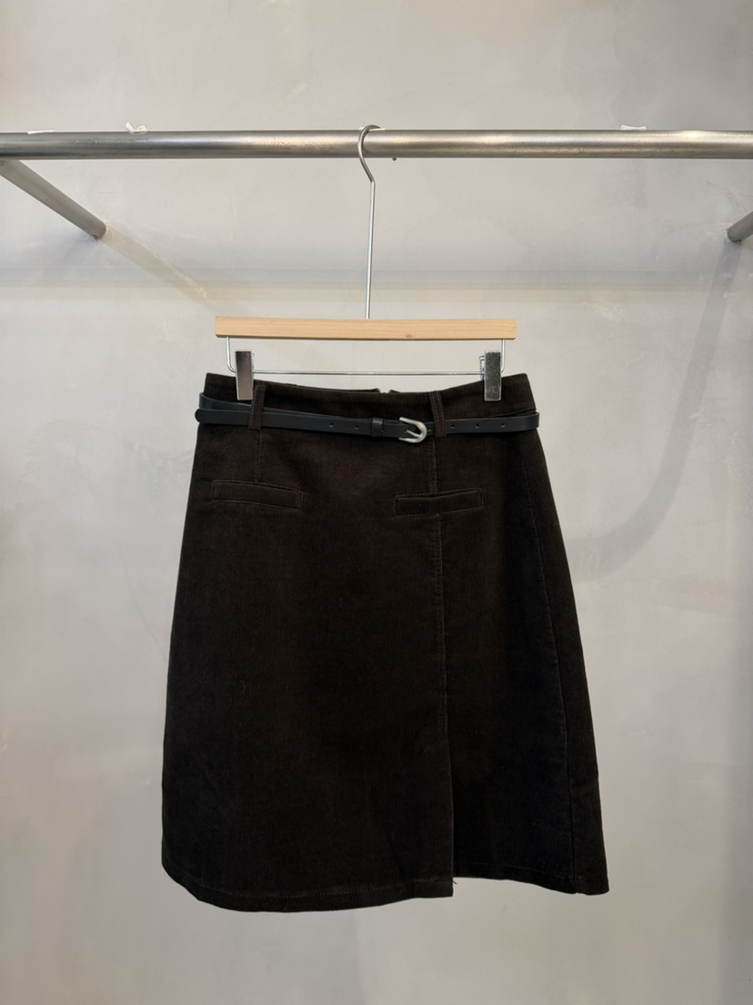 SERIN東大門實拍女士新品熱賣真品人氣半身裙中短裙含腰帶SERIN半身裙/中短裙圖色1棕色