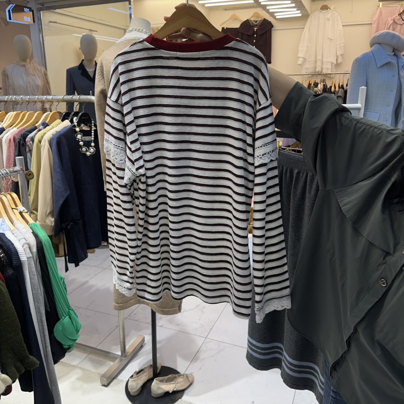 BIKINI韓國代購女士新品熱賣人氣時尚推薦真品長袖T恤條紋BIKINI長袖T恤
