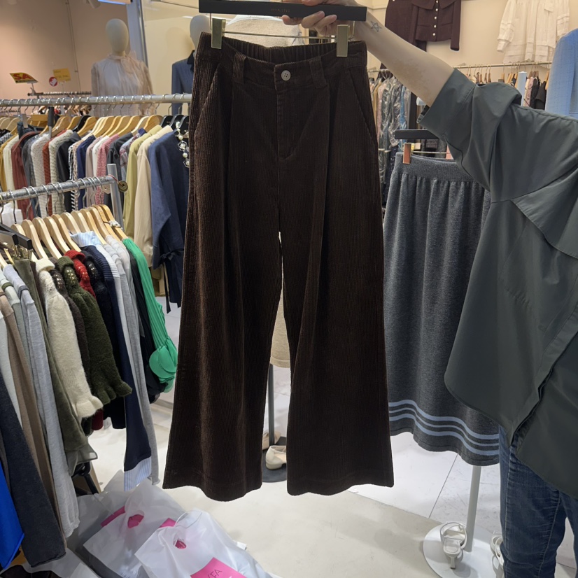 BIKINI東大門代購女士新品人氣休閑熱賣真品休閑褲燈芯絨BIKINI休閑褲圖色2棕色