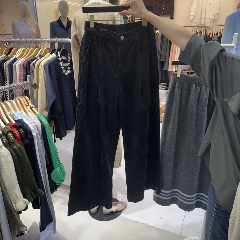 BIKINI東大門代購女士新品人氣休閑熱賣真品休閑褲燈芯絨BIKINI休閑褲圖色4黑色