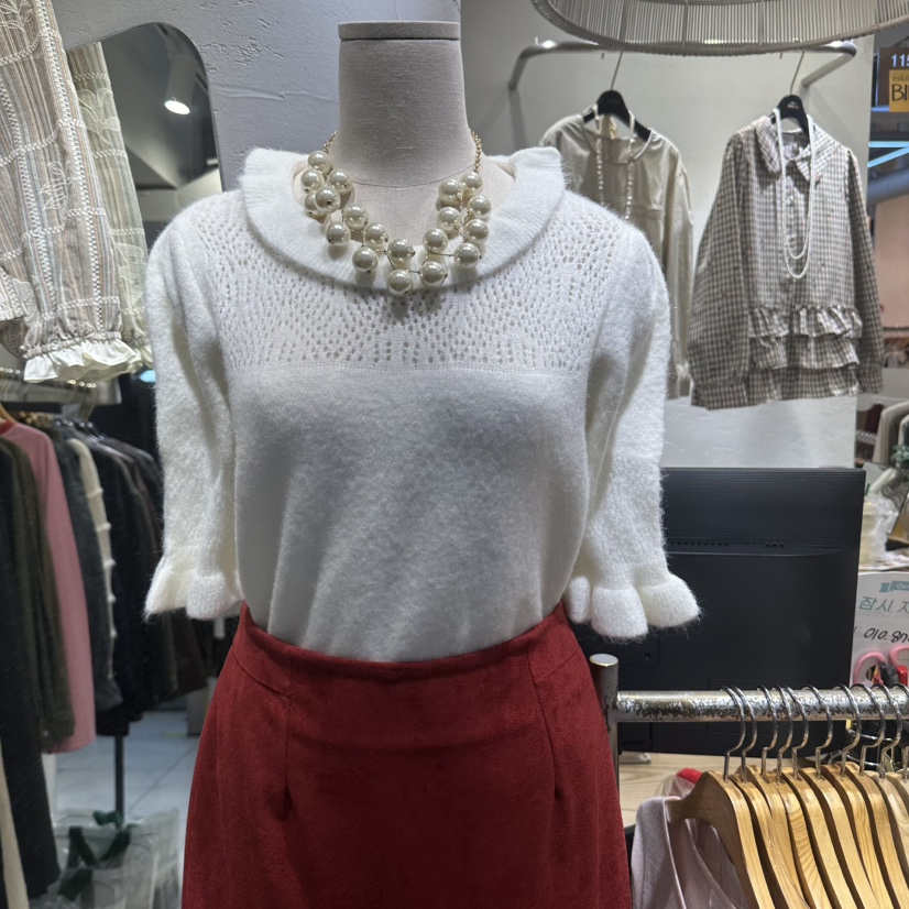 BIKINI東大門直郵女士新品時尚人氣真品休閑針織衫荷葉邊BIKINI針織衫圖色1