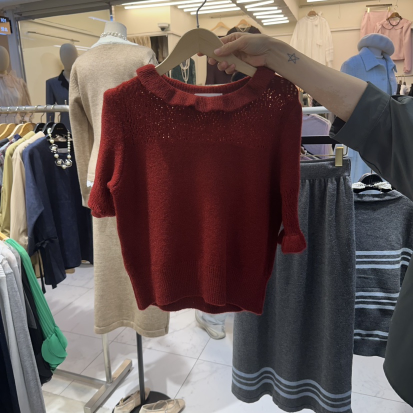 BIKINI東大門直郵女士新品時尚人氣真品休閑針織衫荷葉邊BIKINI針織衫圖色4