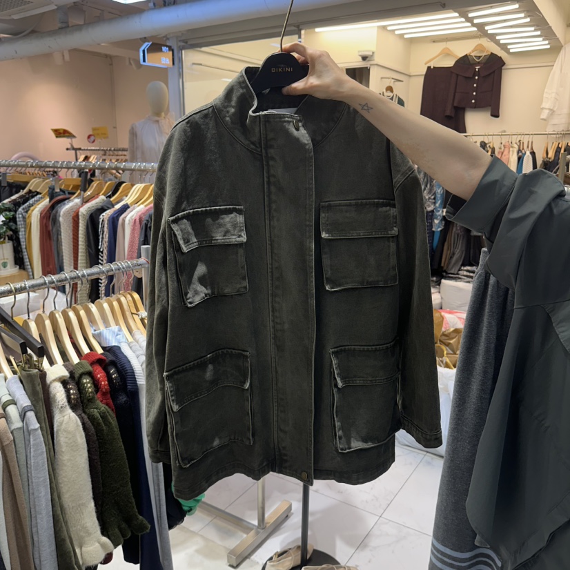 BIKINI東大門實拍女士新品真品時尚人氣熱賣推薦夾克復古BIKINI夾克圖色1卡其綠