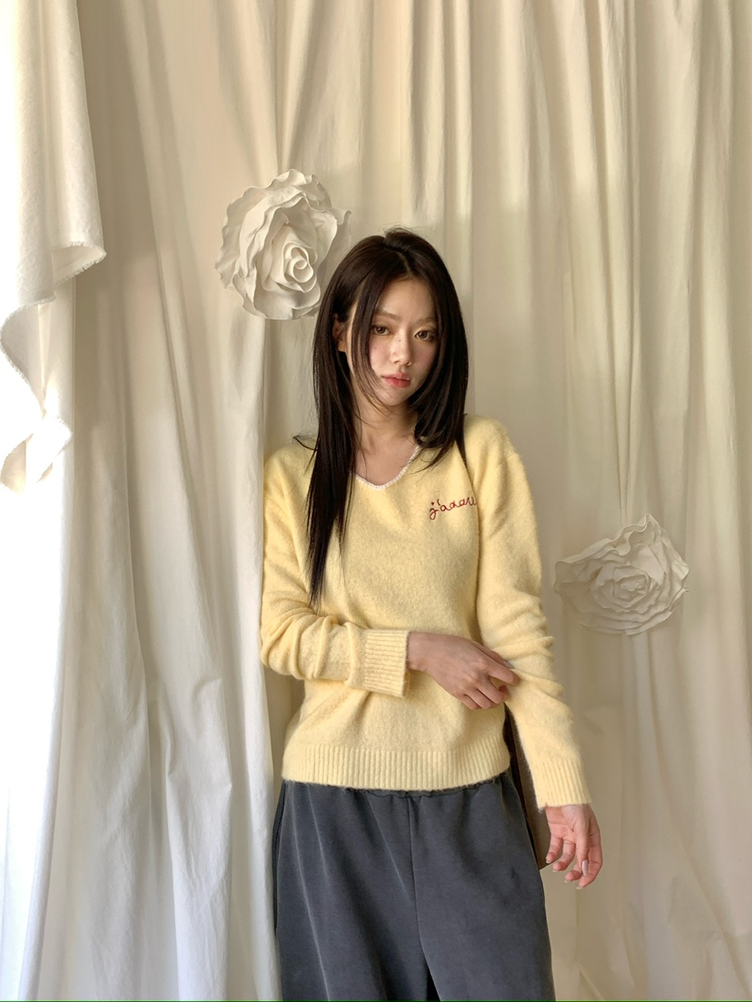 MAISONDEGLORY韓國代購女裝新品推薦真品休閑人氣針織衫V領Maison de glory針織衫